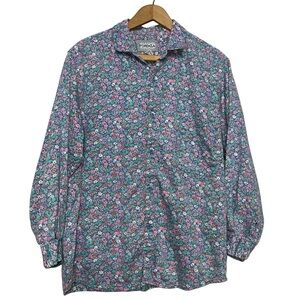 Forenza | Vintage 1980s 1990s Floral Button Down Blouse Size Medium